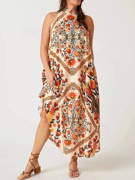 FARM Rio halter maxi dress with pockets sz M - Picture 4 of 7